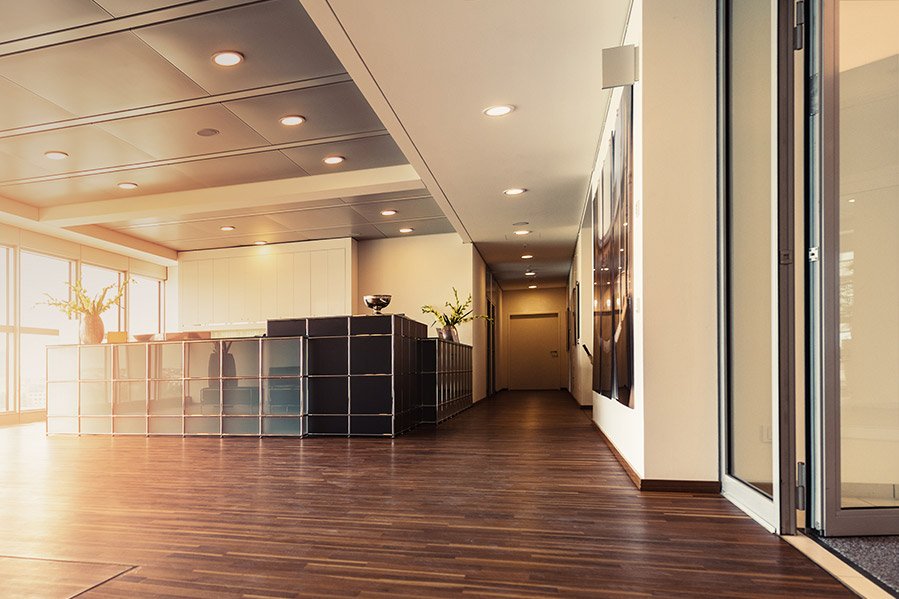 office lobby with led lighting